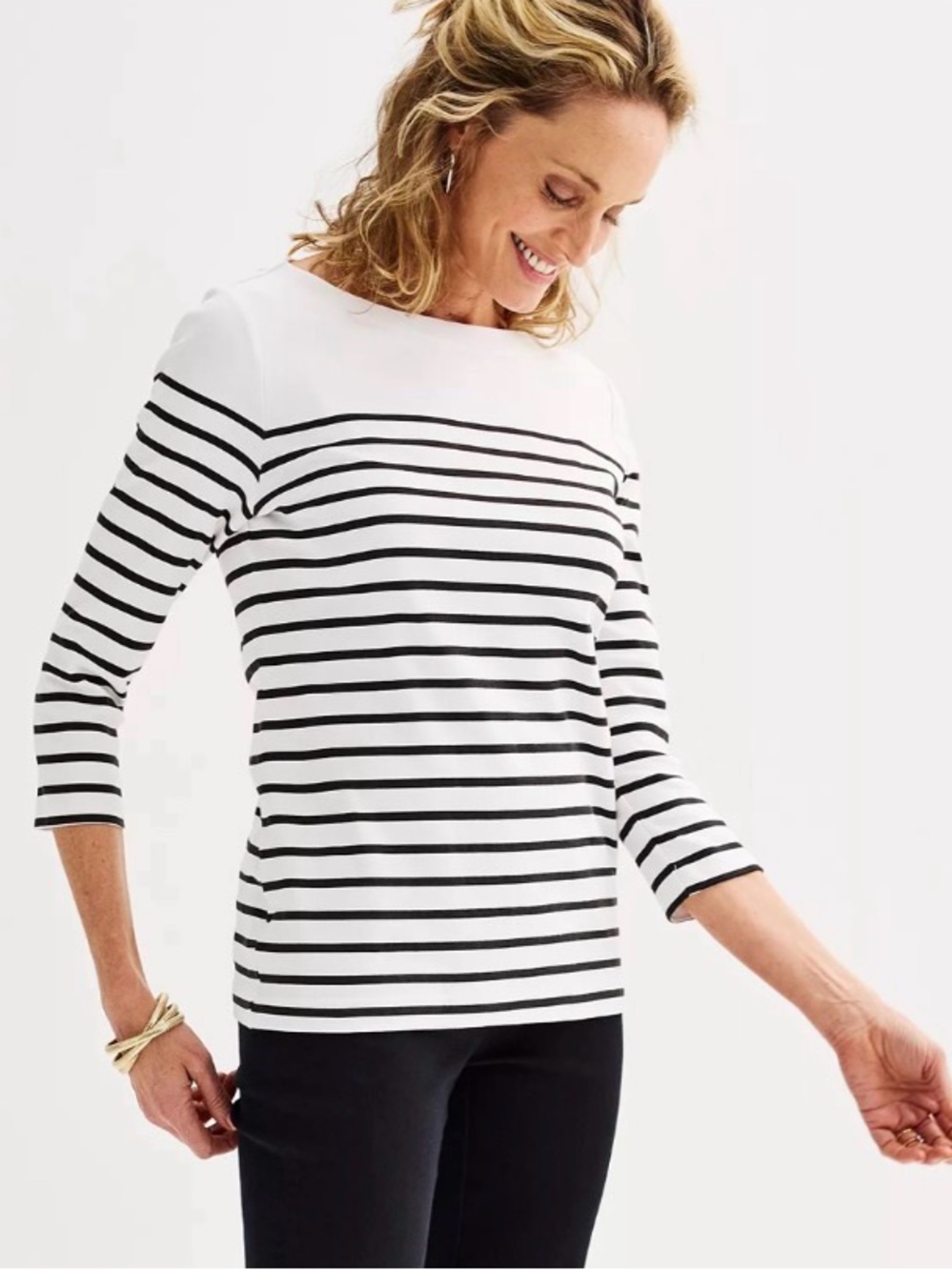 Croft & Barrow Breton Striped Top Size Large